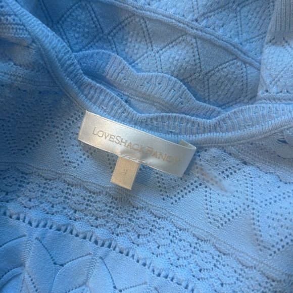 NEW LoveShackFancy Ronelle Pointelle Scallop Mini Dress Morning Tide Blue size S - Picture 9 of 12